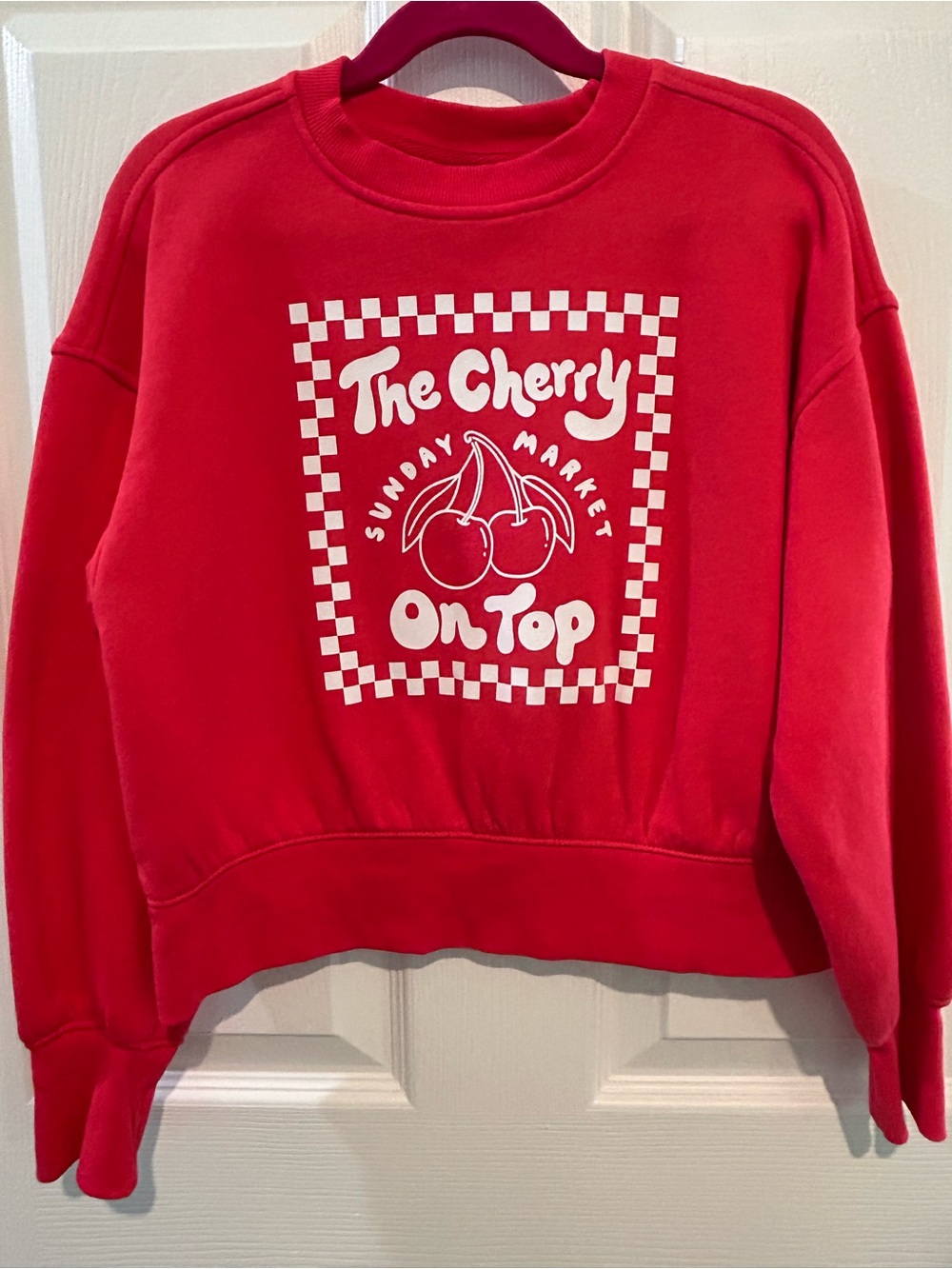 Old Navy Red Graphic Sweatshirt "The Cherry On Top" Size Medium